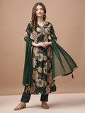 Alia Cut Rayon Embroidered & Floral Printed Kurta With Pant & Dupatta Premium, Multicolor - Hiral Fashion | Grocsy
