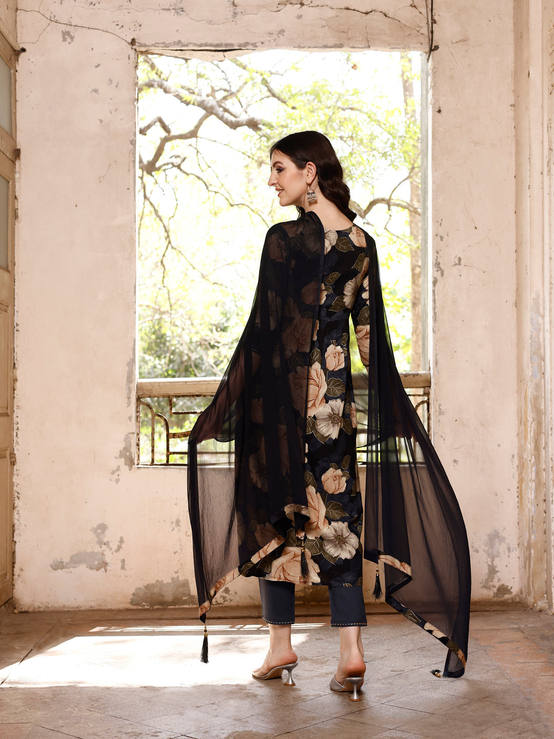 Alia Cut Rayon Embroidered & Floral Printed Kurta With Pant & Dupatta, Multicolor - Hiral Fashion | Grocsy