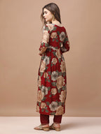 Alia Cut Rayon Embroidered & Floral Printed Kurta With Pant & Dupatta Premium, Multicolor - Hiral Fashion | Grocsy