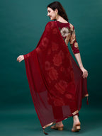 Alia Cut Rayon Embroidered & Floral Printed Kurta With Pant & Dupatta, Multicolor - Hiral Fashion | Grocsy