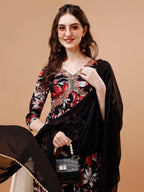 Alia Cut Embroidered & Floral Printed Rayon Kurta With Pant & Dupatta, Multicolor - Hiral Fashion | Grocsy