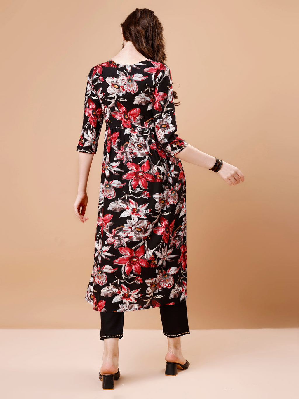 Alia Cut Embroidered & Floral Printed Rayon Kurta With Pant & Dupatta, Multicolor - Hiral Fashion | Grocsy