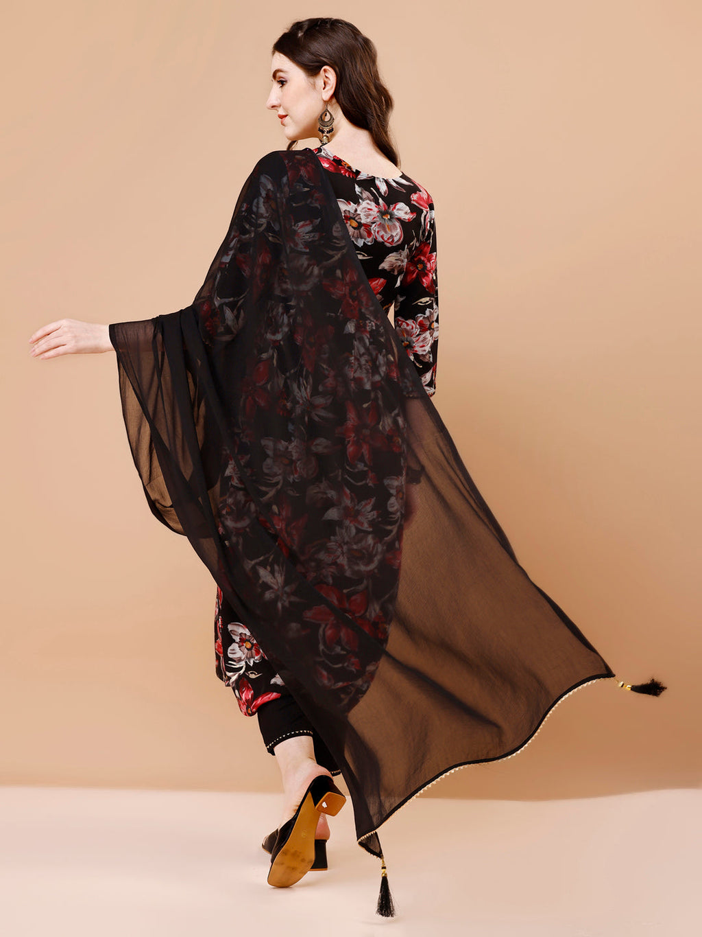 Alia Cut Embroidered & Floral Printed Rayon Kurta With Pant & Dupatta, Multicolor - Hiral Fashion | Grocsy