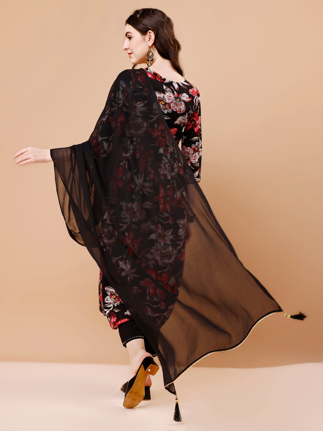 Alia Cut Embroidered & Floral Printed Rayon Kurta With Pant & Dupatta, Multicolor - Hiral Fashion | Grocsy