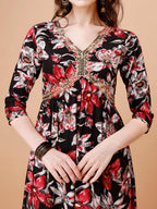 Alia Cut Embroidered & Floral Printed Rayon Kurta With Pant & Dupatta, Multicolor - Hiral Fashion | Grocsy