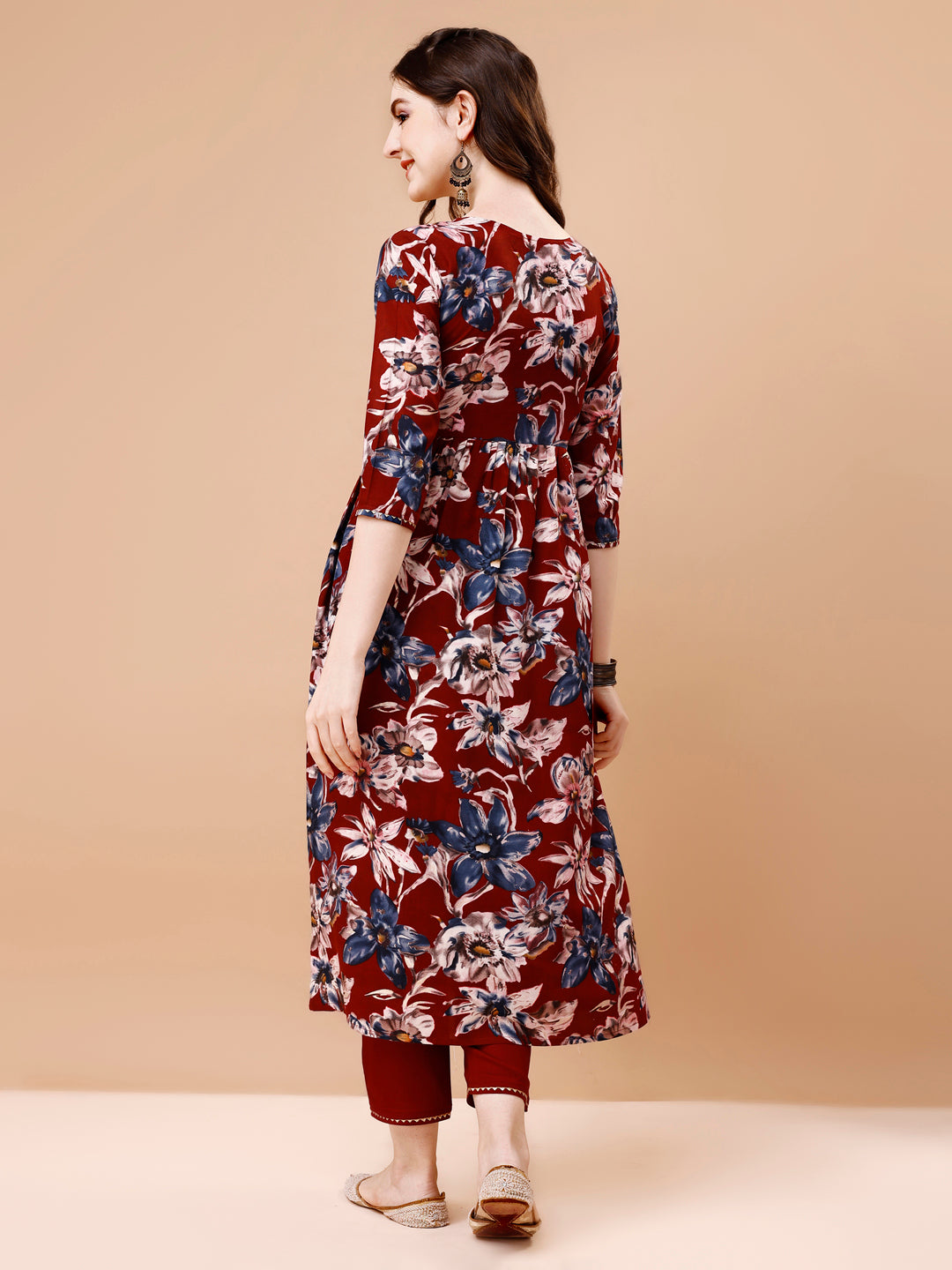 Alia Cut Embroidered & Floral Printed Rayon Kurta With Pant & Dupatta, Multicolor - Hiral Fashion | Grocsy