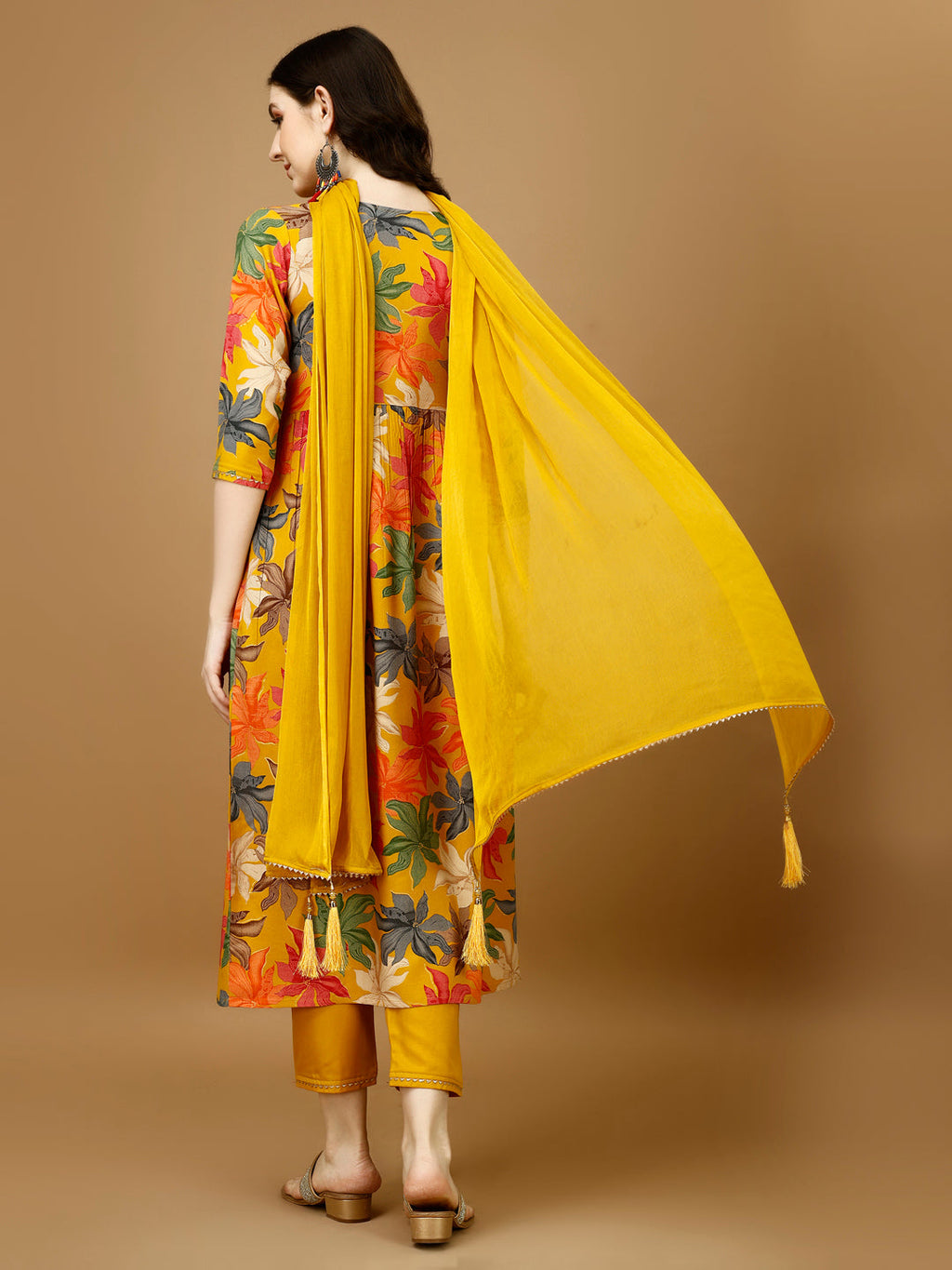 Alia Cut Rayon Embroidered & Floral Printed Kurta With Pant & Dupatta, Multicolor - Hiral Fashion | Grocsy