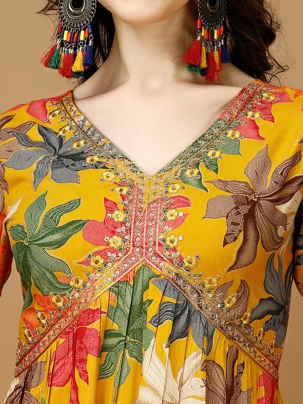 Alia Cut Rayon Embroidered & Floral Printed Kurta With Pant & Dupatta, Multicolor - Hiral Fashion | Grocsy