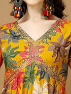 Alia Cut Rayon Embroidered & Floral Printed Kurta With Pant & Dupatta, Multicolor - Hiral Fashion | Grocsy