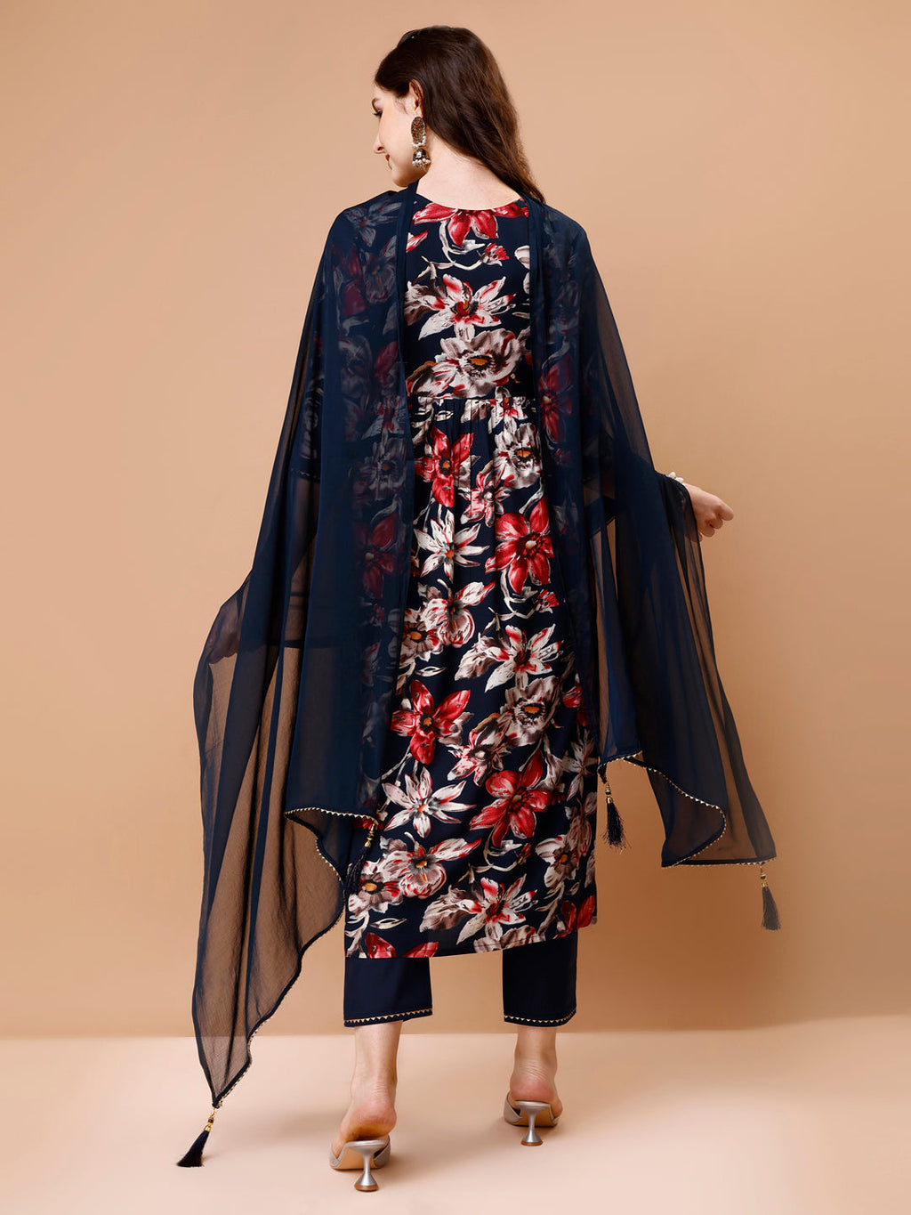Alia Cut Embroidered & Floral Printed Rayon Kurta With Pant & Dupatta, Multicolor - Hiral Fashion | Grocsy