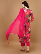 Alia Cut Rayon Embroidered & Floral Printed Kurta With Pant & Dupatta, Multicolor - Hiral Fashion | Grocsy