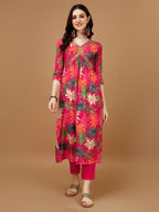 Alia Cut Rayon Embroidered & Floral Printed Kurta With Pant & Dupatta, Multicolor - Hiral Fashion | Grocsy