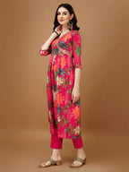 Alia Cut Rayon Embroidered & Floral Printed Kurta With Pant & Dupatta, Multicolor - Hiral Fashion | Grocsy