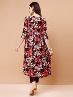 Alia Cut Embroidered & Floral Printed Rayon Kurta With Pant & Dupatta, Multicolor - Hiral Fashion | Grocsy