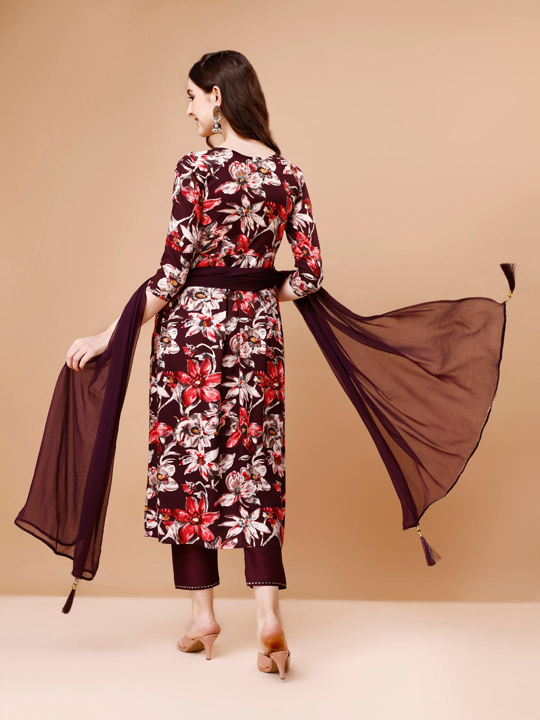 Alia Cut Embroidered & Floral Printed Rayon Kurta With Pant & Dupatta, Multicolor - Hiral Fashion | Grocsy