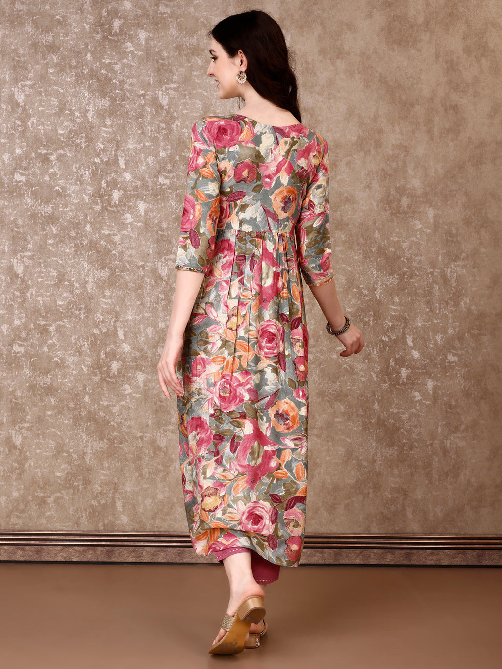 Alia Cut Embroidered & Floral Printed Kurta With Pant & Dupatta Premium Luxury, Multicolor - Hiral Fashion | Grocsy