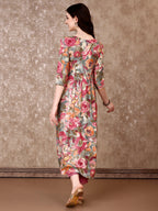 Alia Cut Embroidered & Floral Printed Kurta With Pant & Dupatta Premium Luxury, Multicolor - Hiral Fashion | Grocsy