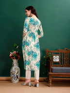 Alia Cut Floral Printed & Embroidered Kurta With Pant & Dupatta Set Premium Luxury, Multicolor - Hiral Fashion | Grocsy