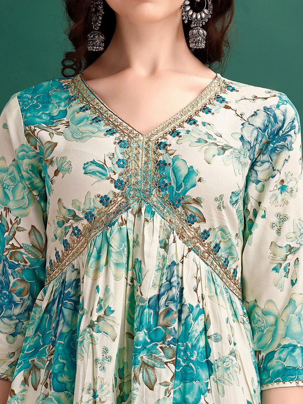 Alia Cut Floral Printed & Embroidered Kurta With Pant & Dupatta Set Premium Luxury, Multicolor - Hiral Fashion | Grocsy