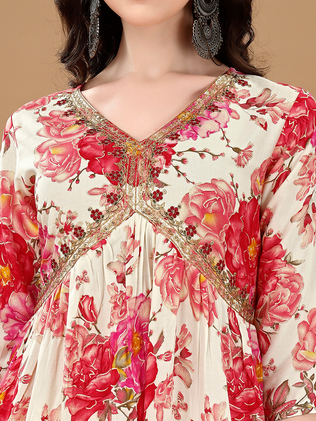 Alia Cut Floral Printed & Embroidered Kurta With Pant & Dupatta Set Premium Luxury, Multicolor - Hiral Fashion | Grocsy