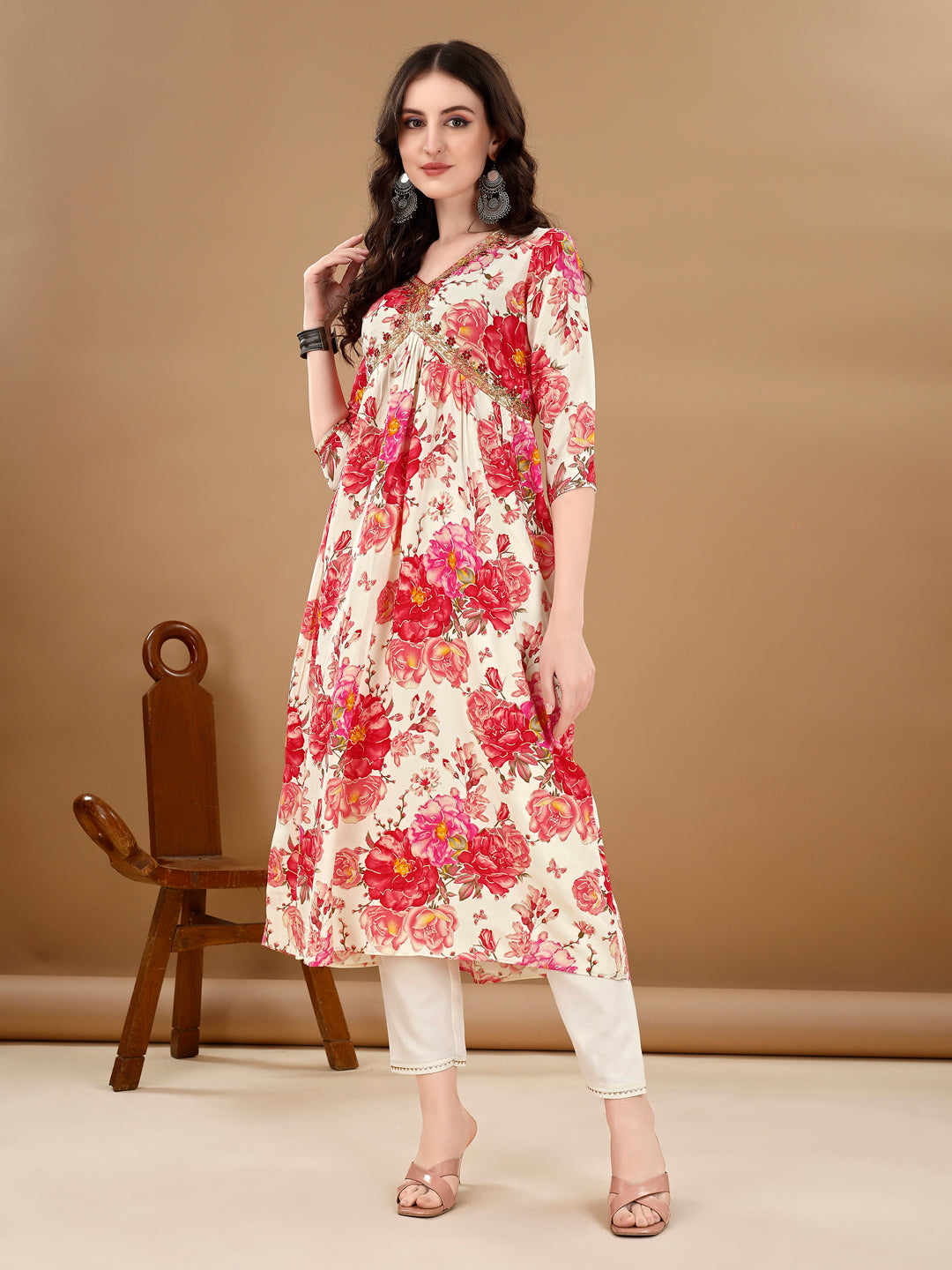 Alia Cut Floral Printed & Embroidered Kurta With Pant & Dupatta Set Premium Luxury, Multicolor - Hiral Fashion | Grocsy