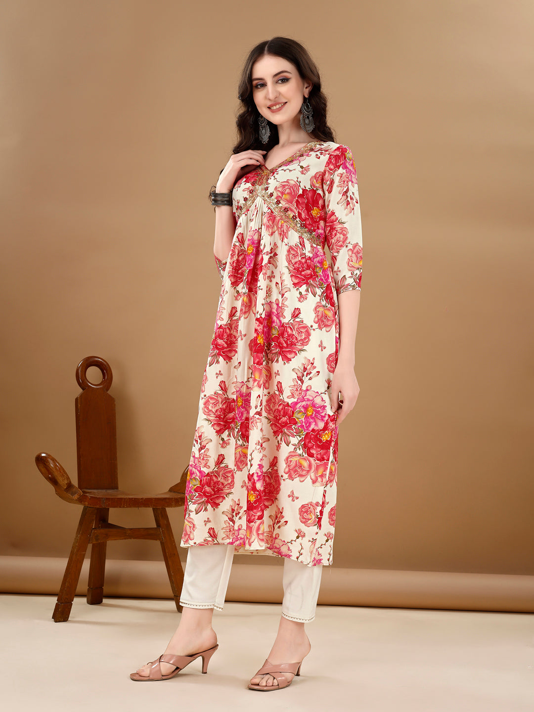 Alia Cut Floral Printed & Embroidered Kurta With Pant & Dupatta Set Premium Luxury, Multicolor - Hiral Fashion | Grocsy