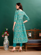 Alia Cut Floral Printed & Embroidered Kurta With Pant & Dupatta Set Luxury Premium, Multicolor - Hiral Fashion | Grocsy