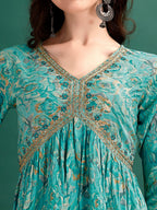 Alia Cut Floral Printed & Embroidered Kurta With Pant & Dupatta Set Luxury Premium, Multicolor - Hiral Fashion | Grocsy