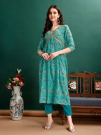 Alia Cut Floral Printed & Embroidered Kurta With Pant & Dupatta Set Luxury Premium, Multicolor - Hiral Fashion | Grocsy