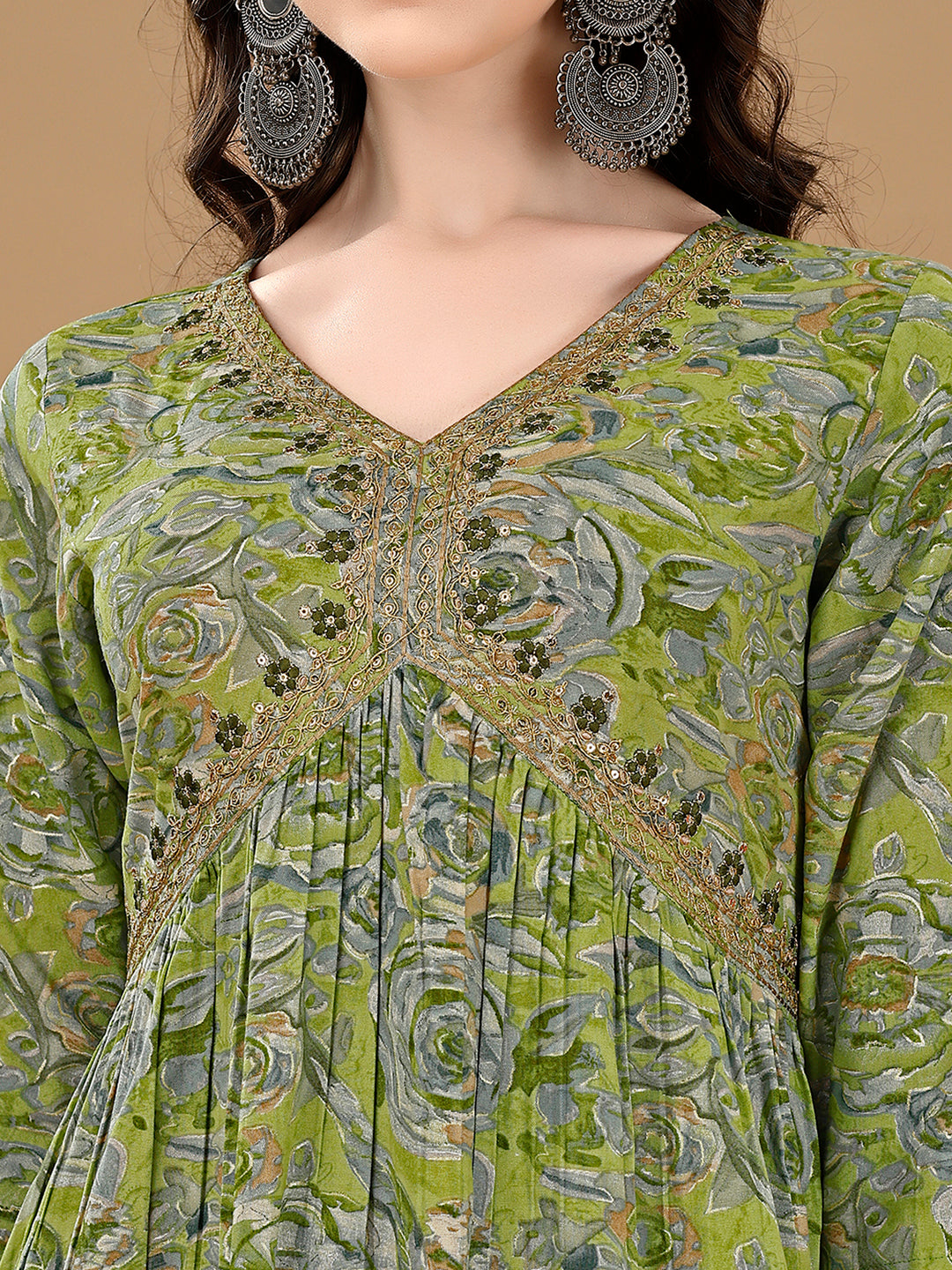 Alia Cut Floral Printed & Embroidered Kurta With Pant & Dupatta Set Luxury Premium, Multicolor - Hiral Fashion | Grocsy
