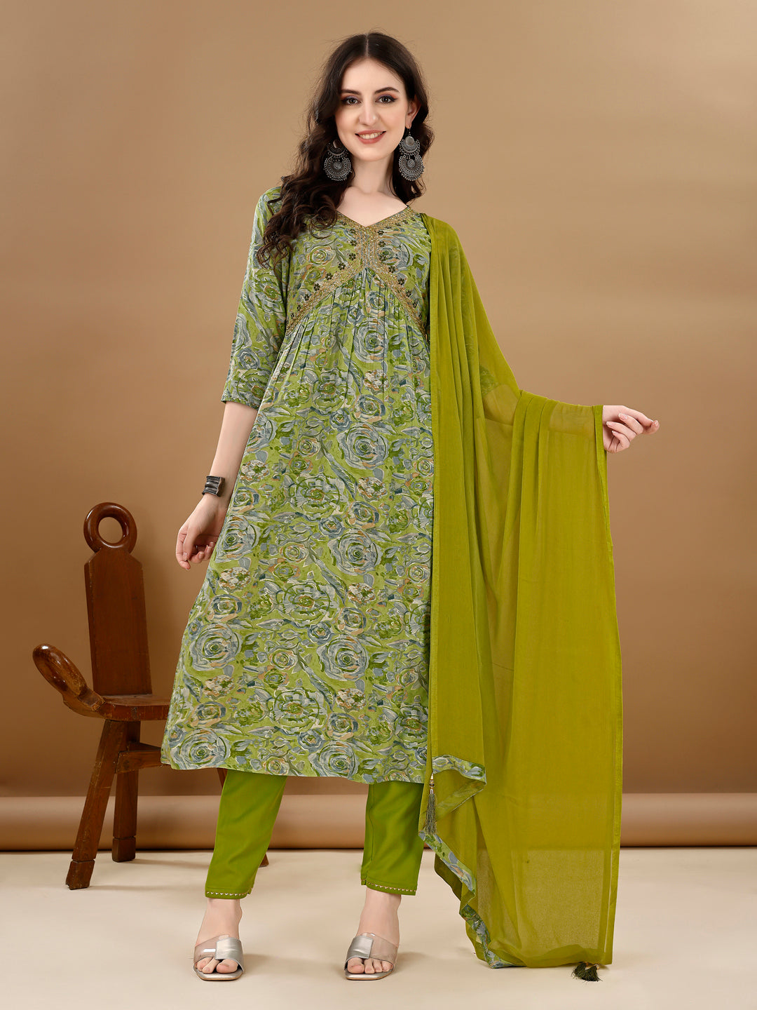 Alia Cut Floral Printed & Embroidered Kurta With Pant & Dupatta Set Luxury Premium, Multicolor - Hiral Fashion | Grocsy
