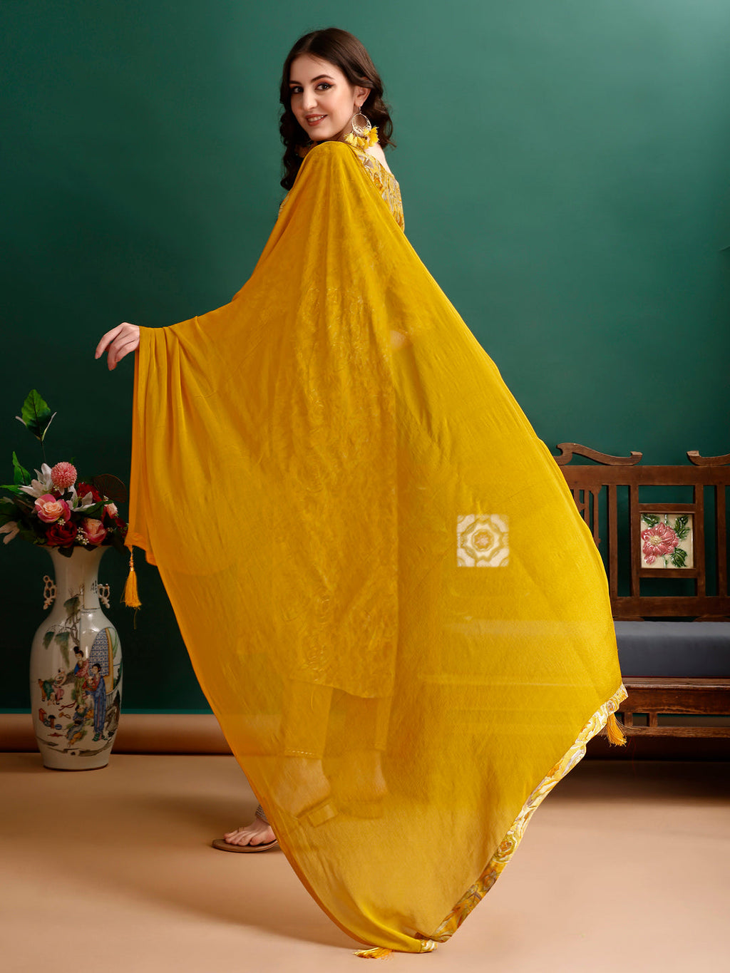 Alia Cut Floral Printed & Embroidered Kurta With Pant & Dupatta Set Luxury Premium, Multicolor - Hiral Fashion | Grocsy