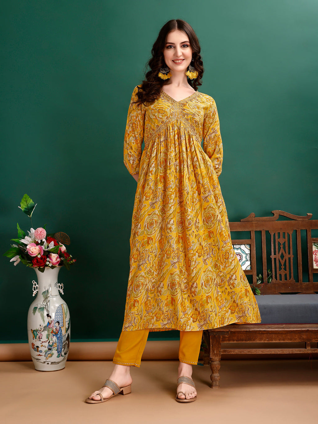 Alia Cut Floral Printed & Embroidered Kurta With Pant & Dupatta Set Luxury Premium, Multicolor - Hiral Fashion | Grocsy