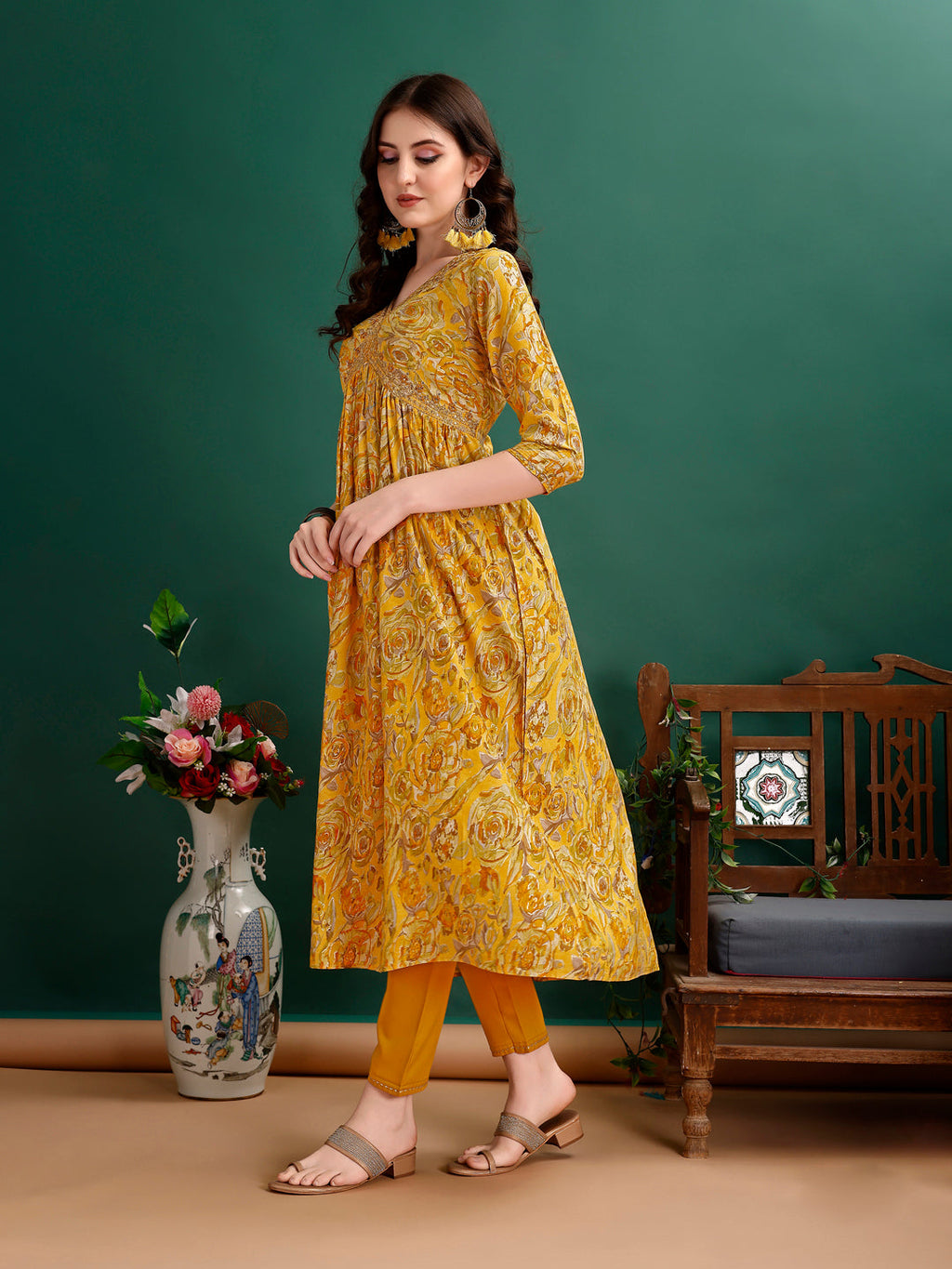 Alia Cut Floral Printed & Embroidered Kurta With Pant & Dupatta Set Luxury Premium, Multicolor - Hiral Fashion | Grocsy