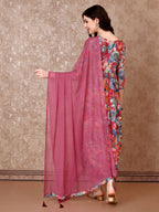 Alia Cut Embroidered & Floral Printed Kurta With Pant & Dupatta Premium Luxury, Multicolor - Hiral Fashion | Grocsy