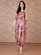 Alia Cut Embroidered & Floral Printed Kurta With Pant & Dupatta Premium Luxury, Multicolor - Hiral Fashion | Grocsy