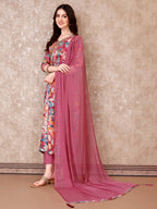 Alia Cut Embroidered & Floral Printed Kurta With Pant & Dupatta Premium Luxury, Multicolor - Hiral Fashion | Grocsy