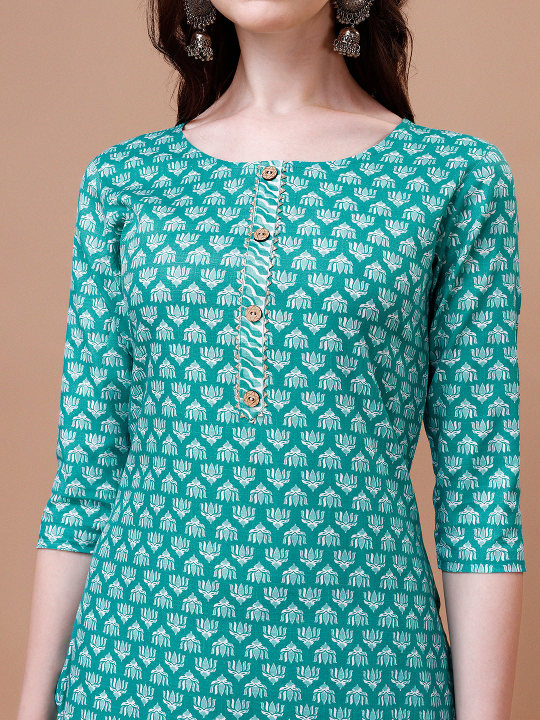 Ethnic Motifs Printed Casual Wear Cotton Kurta With Pant & Dupatta, Multicolor - Hiral Fashion | Grocsy