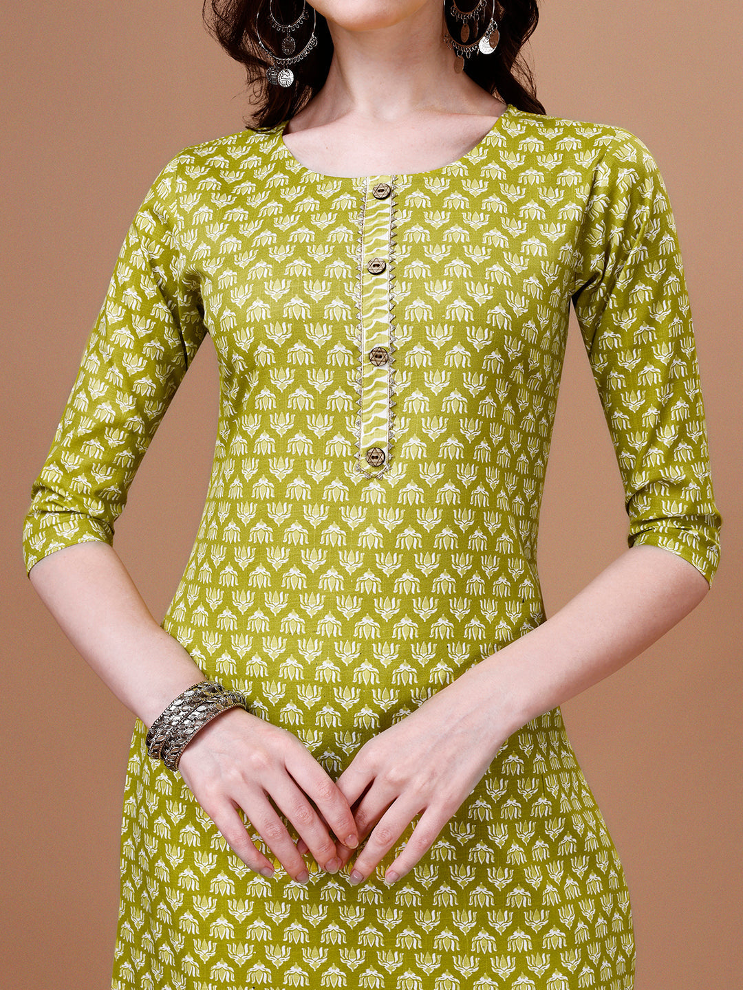 Ethnic Motifs Printed Casual Wear Cotton Kurta With Pant & Dupatta, Multicolor - Hiral Fashion | Grocsy