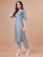 Ethnic Motifs Printed Casual Wear Cotton Kurta With Pant & Dupatta, Multicolor - Hiral Fashion | Grocsy