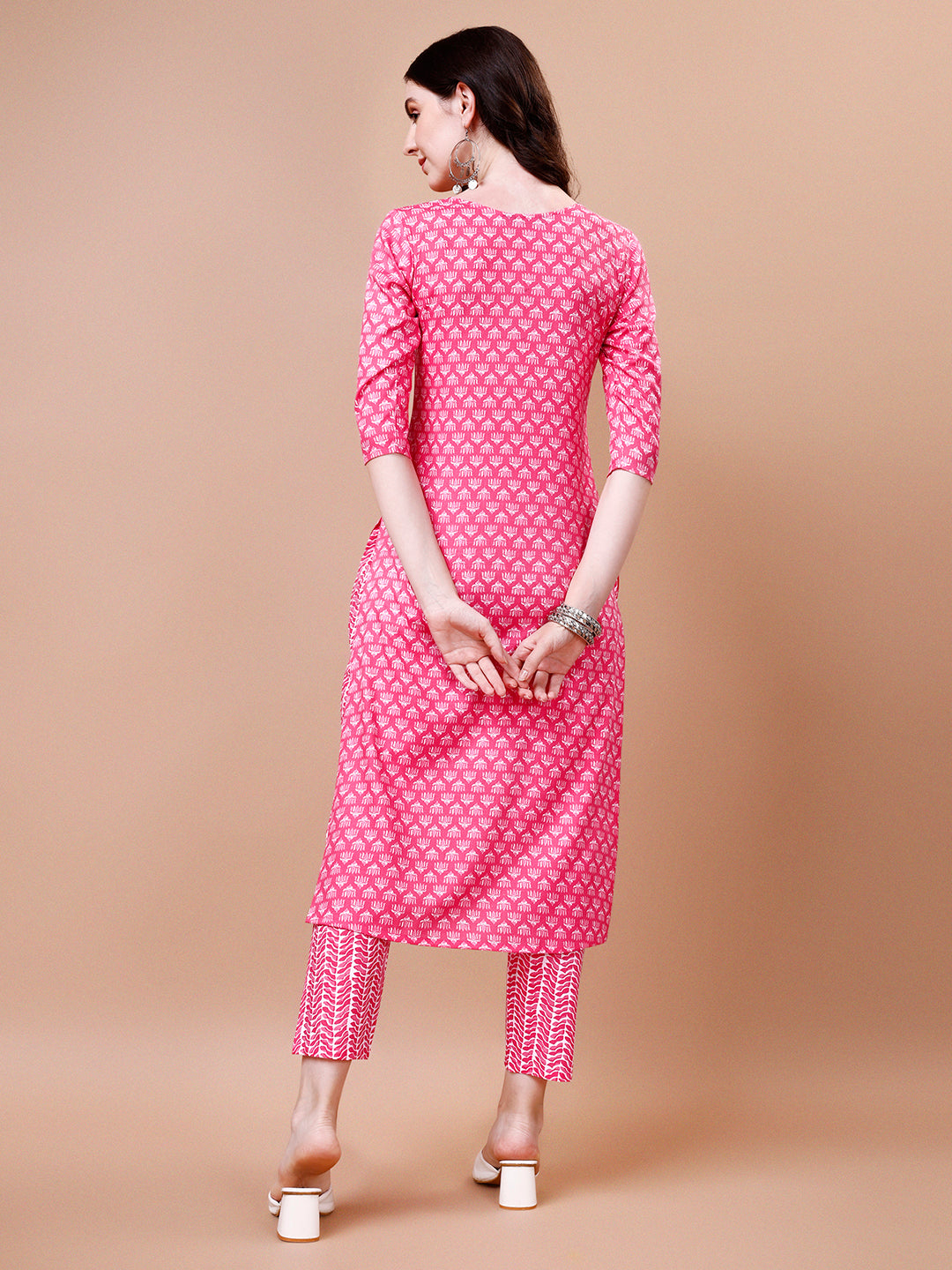 Ethnic Motifs Printed Casual Wear Cotton Kurta With Pant & Dupatta, Multicolor - Hiral Fashion | Grocsy