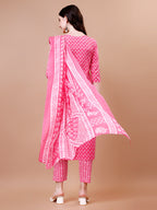 Ethnic Motifs Printed Casual Wear Cotton Kurta With Pant & Dupatta, Multicolor - Hiral Fashion | Grocsy