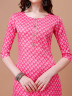 Ethnic Motifs Printed Casual Wear Cotton Kurta With Pant & Dupatta, Multicolor - Hiral Fashion | Grocsy
