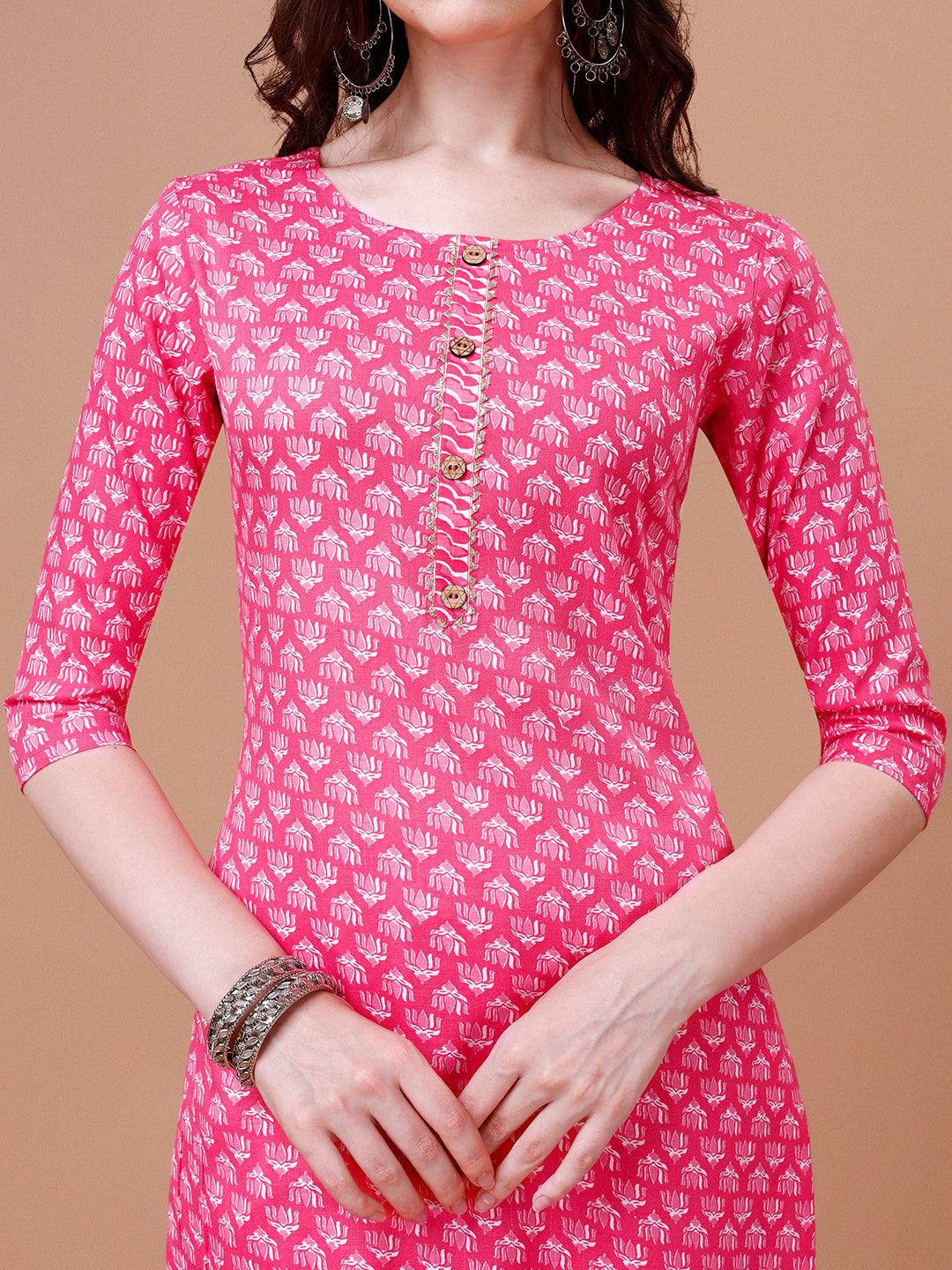 Ethnic Motifs Printed Casual Wear Cotton Kurta With Pant & Dupatta, Multicolor - Hiral Fashion | Grocsy