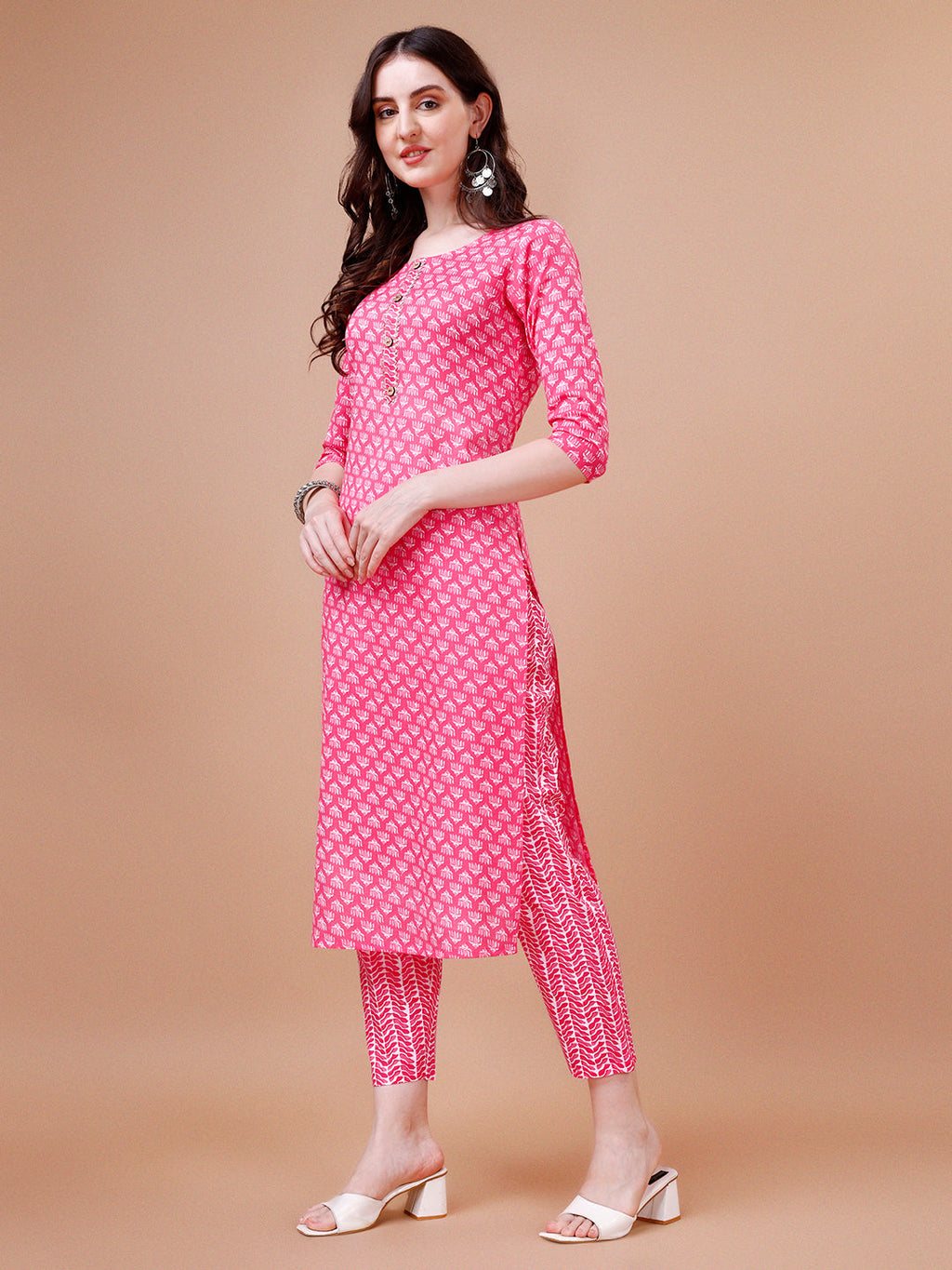 Ethnic Motifs Printed Casual Wear Cotton Kurta With Pant & Dupatta, Multicolor - Hiral Fashion | Grocsy