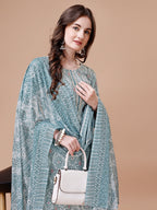 Printed Cotton Kurta With Pant & Dupatta, Multicolor - Hiral Fashion | Grocsy