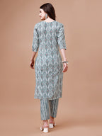 Printed Cotton Kurta With Pant & Dupatta, Multicolor - Hiral Fashion | Grocsy