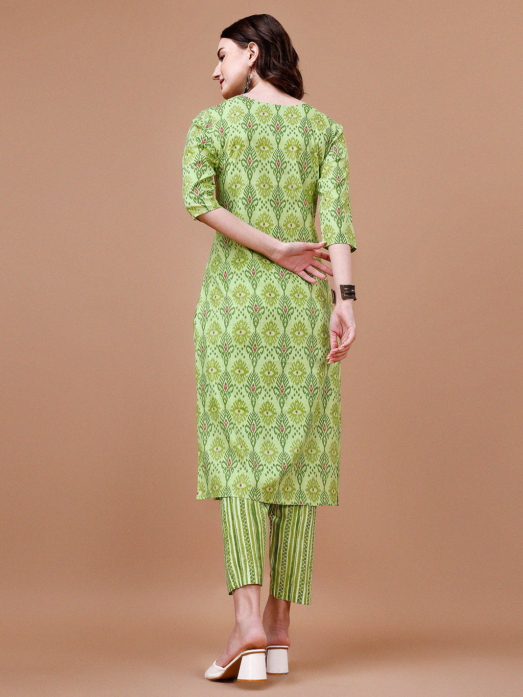 Printed Cotton Kurta With Pant & Dupatta, Multicolor - Hiral Fashion | Grocsy