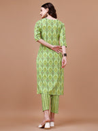 Printed Cotton Kurta With Pant & Dupatta, Multicolor - Hiral Fashion | Grocsy