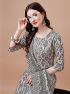 Printed Cotton Kurta With Pant & Dupatta, Multicolor - Hiral Fashion | Grocsy
